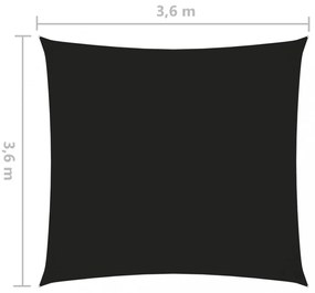 fekete négyzet alakú oxford-szövet napvitorla 3,6 x 3,6 m
