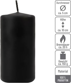 Gyertya készlet 10 cm Ø 5 cm 8 db fekete