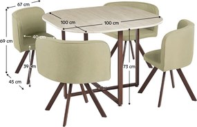 Étkező szett 1+4, világosbarna/természetes, BEVIS NEW