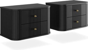 Vesper függő éjjeliszekrény készlet 56 cm - fekete / arany fogantyúk