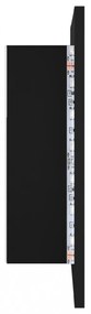 fekete akril LED-es fürdőszobaszekrény tükörrel 40x12x45 cm