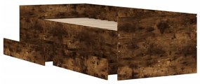 füstös tölgy színű műfa ágykeret fiókokkal 100 x 200 cm