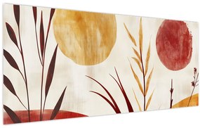 Kép - Növények és körök (120x50 cm)