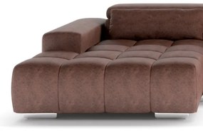 Jobb oldali TROPEA U alakú sarokkanapé fejtámlákkal, barna