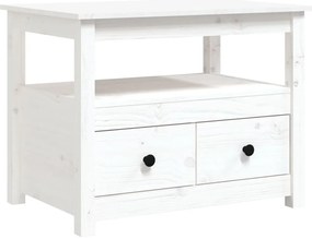 Fehér tömör fenyőfa dohányzóasztal 71 x 49 x 55 cm