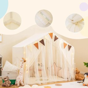 Játszósátor csillagfényekkel, bézs