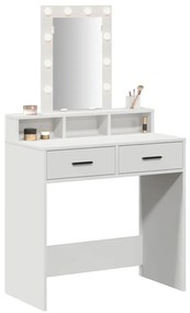 Sminkasztal LED Fényekkel - Fehér - 79x41x140 cm