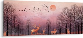 Kép - Szarvas a lenyugvó nap fényében (120x50 cm)