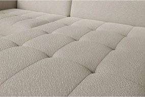 Bézs buklé kinyitható-tárolóhelyes sarokkanapé (jobb oldali-heverő résszel) Gomsi – ELTAP