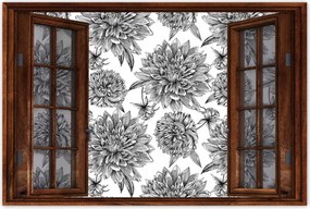 Poszterek 60x40 Fekete-fehér grafika Virág