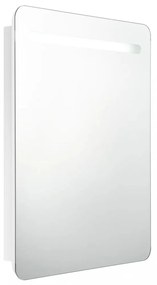 fényes fehér LED-es tükrös fürdőszobaszekrény 60 x 11 x 80 cm
