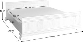 Ágy KLS, sosna andersen, 160x200, KORA