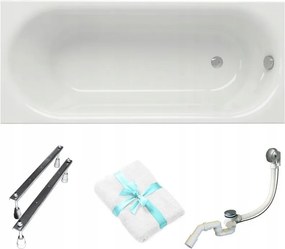 Téglalap alakú akril kád Cersanit Octavia 170x70 lábszifon törölköző