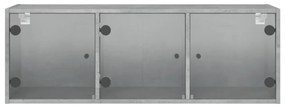 betonszürke faliszekrény üvegajtókkal 102 x 37 x 35 cm