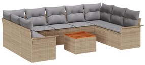 vidaXL Kerti Kanapé Szett párnával 10 pcs Bézs polirattan