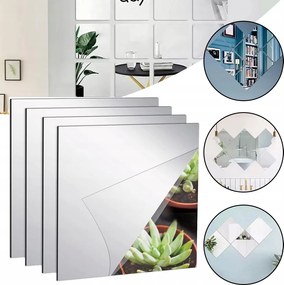 4 Db Fali Tükör Matrica, Öntapadós Csempe Tükör 30X30CM