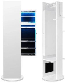 Körbeforgatható ékszerszekrény teljes alakos tükörrel és kabát tartóval