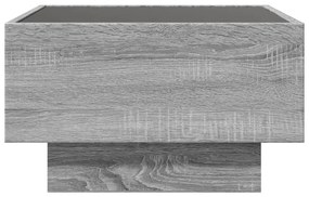 szürke sonoma szerelt fa dohányzóasztal LED-del 50 x 50 x 30 cm