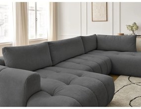 Sötétszürke kinyitható-tárolóhelyes sarokkanapé (jobb oldali-U alakú) Fuji – Bobochic Paris