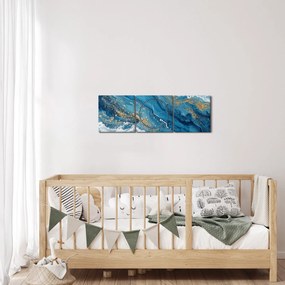 Kép - Világoskék márvány arannyal II. (órával) (90x30 cm)