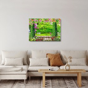 Kép - Varázslatos kert hattyúkkal (üvegen) (70x50 cm)