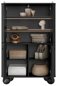 Vesper vitrin 103 cm - fekete / fekete fogantyúk / gömb lábak