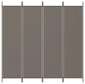 4 paneles antracitszürke szövet térelválasztó 200x220 cm