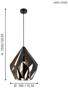 Eglo 49878 - Függeszték CARLTON 1 1xE27/60W/230V