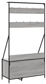 szürke sonoma ruhafogas cipőpolccal 100x41x184 cm