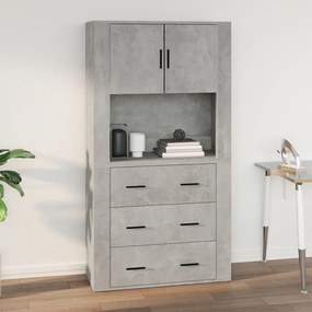 betonszürke szerelt fa faliszekrény 80 x 313 x 80 cm