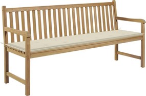 vidaXL tömör tíkfa kerti pad krémszínű párnával 175 cm