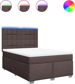 vidaXL sötétbarna szövet rugós ágy matraccal 140 x 190 cm