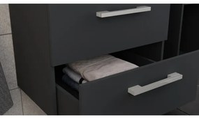 Fürdőszobaszekrény mosdóval KATE + tükörszekrény + fali szekrény antracit