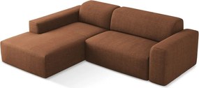 Terrakotta színű sarokkanapé (bal oldali-heverő résszel) Keli – Makamii