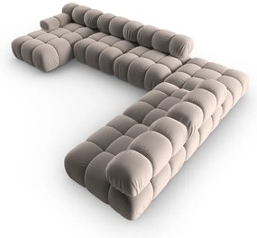 Világosbarna bársony moduláris sarokkanapé (jobb oldali-U alakú) Bellis – Micadoni