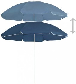 kék kültéri napernyő acél rúddal 180 cm