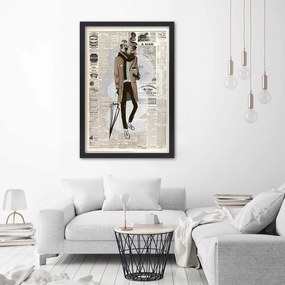 Gario Poszter Absztrakt bulldog egy újság hátterén A keret színe: Keret nélkül, Méret: 40 x 60 cm