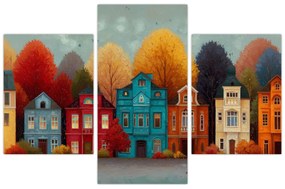 Kép - Festett őszi város (90x60 cm)