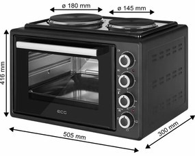 ECG ETH 3501B elektromos sütő, fekete