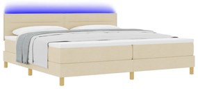 Box Spring Ágy Matraccal és LED-del Krém 200x200 cm Szövet