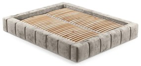 Bézs kárpitozott ágyneműtartós franciaágy ágyráccsal 160x200 cm Aruba L – Maison de Rêve