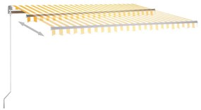 Sárga-fehér szélérzékelős és LED-es napellenző 400x350 cm