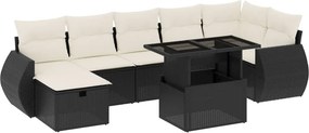 vidaXL 8 részes fekete polyrattan kerti ülőgarnitúra párnákkal