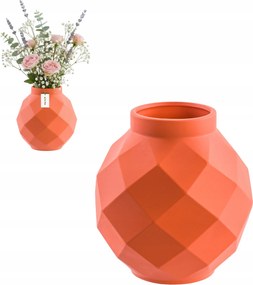 Kerámia váza 3D geometrikus Narancssárga Ø11 H 22 cm intenzív szín