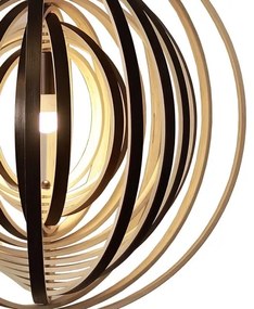 Fa függeszték zsinóron, 1xE27/60W/230V, átmérő 50 cm, tömör/furnér/kaucsukfa