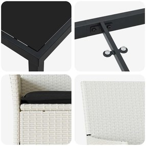 Kert étkező szett párnával 3 pcs Fehér Poli rattan