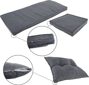 Kerti rattan szett, természetes/világosszürke, RANDI