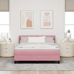 Boxspring Ágy Matraccal Rózsaszín 140x190 cm Bársonyos