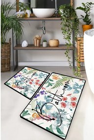 Fürdőszobai kilépő szett 2 db-os 60x100 cm Green In Flower – Foutastic