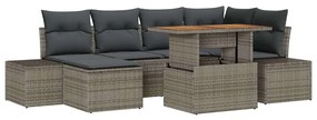 vidaXL Kert étkező szett párnával 7 pcs Szürke és Barna